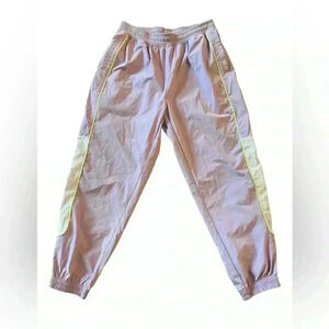 Li Ning Badfive Lilac and Lime Green Nylon Joggers Kids Size Large